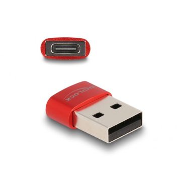 DeLOCK 60050 tussenstuk voor kabels USB C USB A Rood