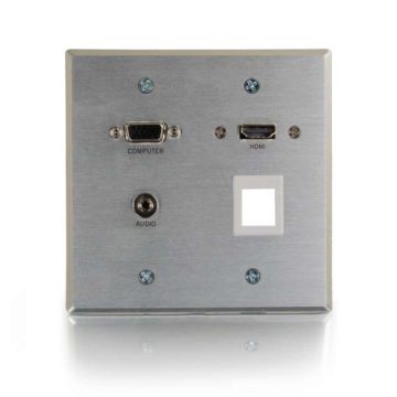 C2G 60135 tussenstuk voor kabels HDMI, HD15, 3.5mm 2xRapidRun Aluminium