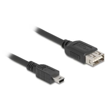 DeLOCK 81524 USB-kabel USB 2.0 1 m Mini-USB B USB A Zwart