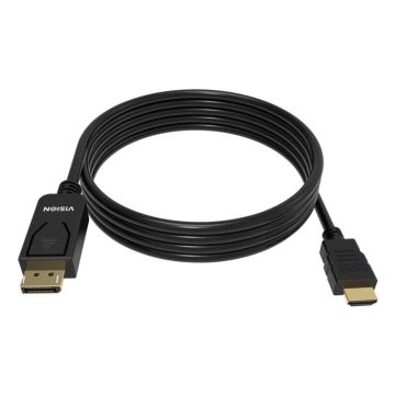 Vision TC 2MDPHDMI8K/BL video kabel adapter 2 m DisplayPort HDMI Zwart
