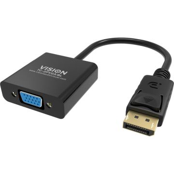 Vision TC-DPVGA/BL video kabel adapter DisplayPort VGA (D-Sub) Zwart