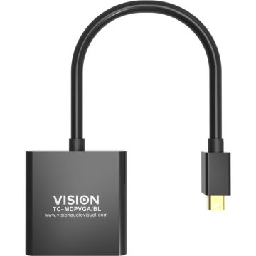Vision TC-MDPVGA/BL video kabel adapter Mini DisplayPort VGA (D-Sub) Zwart