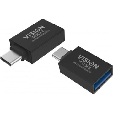 Vision TC-USBC3A/BL tussenstuk voor kabels USB C USB 3.0 A Zwart